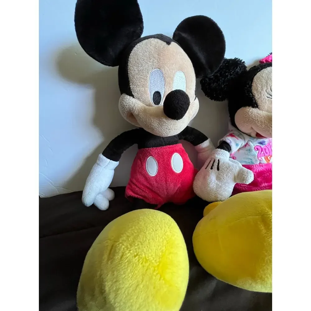 Disney Parks Mickey 18” & Minnie 15” Plush Lot Disneyland Walt Disney World